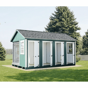 Picture of 10 x 16 Commercial Dog Kennel with doors opened