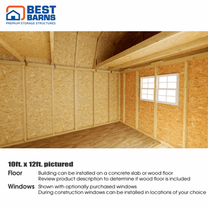 Best Barns Craftsman's Cove Door Eave Interior 1