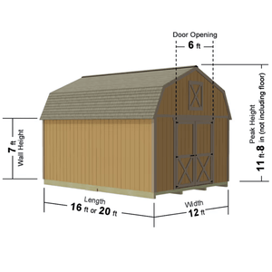 Best Barns Handcrafted Homestead Series Storage Barns Standard no Loft Dimensions