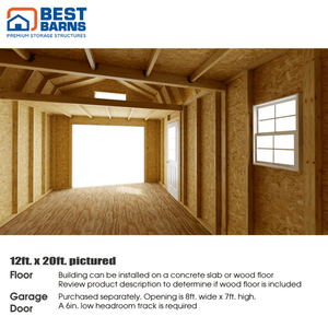 Best Barns Maker's Loft Series Garage Kits 12x20 interiorr