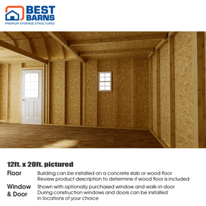 Best Barns Maker's Loft Series Garage Kits 12x20 with doors and windows interior