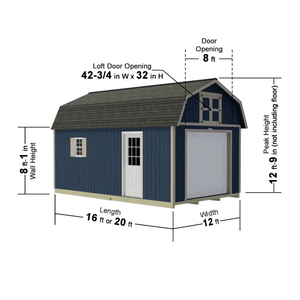 Best Barns Maker's Loft Series Standard Model Dimensions