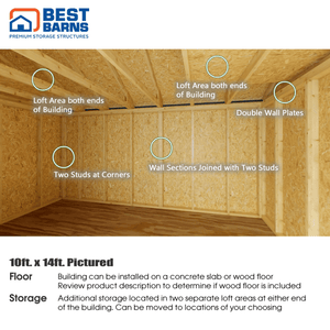 Best Barns Overhang Oasis Shed 10x14 Interior