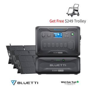 Bluetti AC300 with B300K Battery and three 200W solar panels