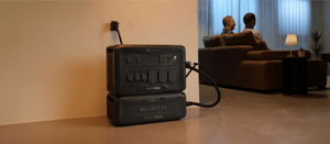 Bluetti AC500 with B300K Battery wall charging in living room