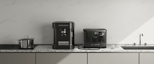 Bluetti AC60 powering coffee machine