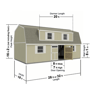 Crafted Colossal Series Barndominiums Transom door + Dormer Kit Dimensions