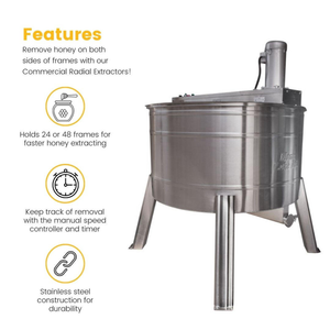 HH926 48 Frame Radial Mann Lake Honey Extractor without Auger features
