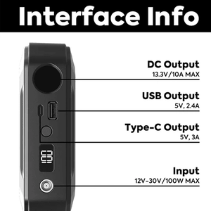 picture of ICECO magnetic power bank interface info