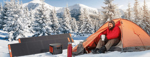 Jackery SolarSaga 200W Solar Panel outdoor camping in winter