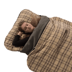 Kodiak Canvas Z Top Rectangle Sleeping Bags with person sleeping