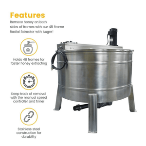 Mann Lake HH826 48 Frame Radial Centrifugal Honey Extractor with Auger features