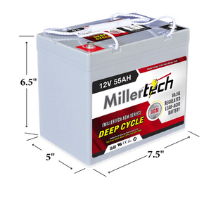 Picture of MillerTech 12V 55AH Sealed Lead-Acid Battery Dimensions