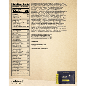 Nutrient Survival - BrainCare drink - Tropical Lemonade Nutrition Facts