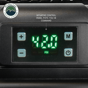 Overland Vehicle Systems EGOI Portable Digital Air Compressor control panel closeup