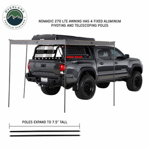 Overland Vehicle Systems HD Nomadic 270 LTE Awning Driver Side Aluminum Pivoting and telescoping poies