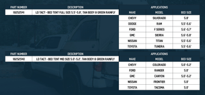 Overland Vehicle Systems LD TACT Truck Bed Tent Size Guide