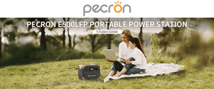 PECRON E500LFP Portable Power Station charging laptop outdoors