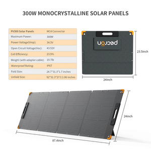 PECRON PV300 300W Portable Solar Panel Dimensions and Specs