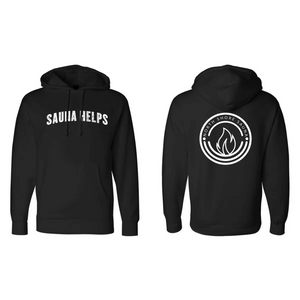 Front and Back Photo of Reactive Black Sauna Helps Hoodie