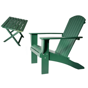 Riverstone Adirondack Chair with Matching Folding Table - Forest Green