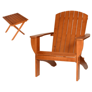 Riverstone Adirondack Chair with Matching Folding Table - Redwood