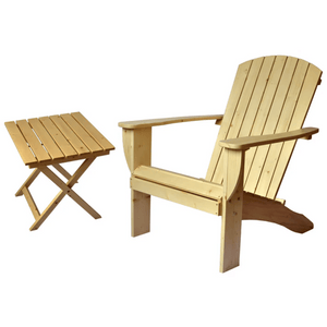 Riverstone Adirondack Chair with Matching Folding Table - Unfinished