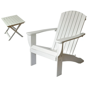 Riverstone Adirondack Chair with Matching Folding Table - White