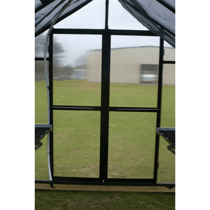 Riverstone MONT Hinged Door Set for Black Greenhouse inside view