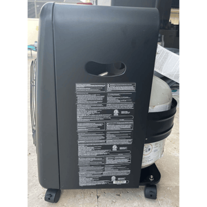 Riverstone Portable Propane Radiant Heater for Patio side view with propane tank