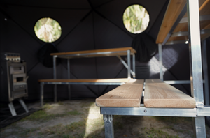 Picture of North Shore Portable Sauna Bench Inside Tent