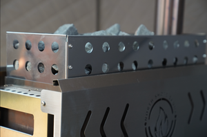 North Shore Sauna Stove Rock Basket side view