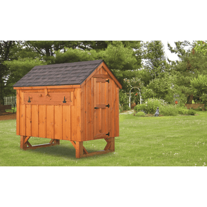 The hen house collection a46 A-frame 4x6 chicken coop with board and batten siding back view
