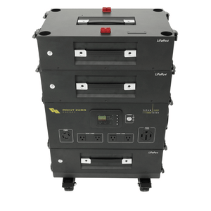 Picture of the Titan 240SP  Solar Generator by Point Zero Energy Module with three batteries