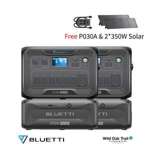 Two Bluetti AC300s with two B300K Batteries and P030A fusion box