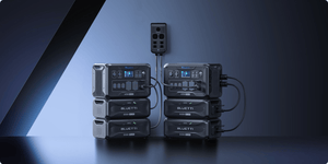 Two Bluetti AC500 with four B300K Batteries powering home