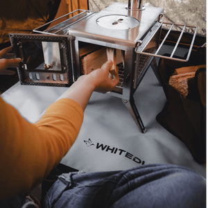 White Duck FireProof Mat with Wood Stove