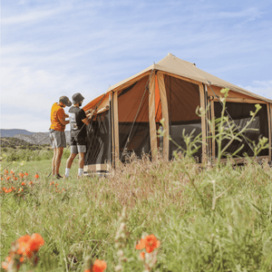 White Duck Outdoors Altimus Bell Tent window flaps being rolled