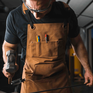 White Duck Outdoors Brown Work Apron with Markers in Front Pockets