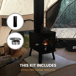 White Duck Outdoors Woodsman Wood Stove Kit inclusions