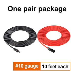 Photo of Rich Solar - 10 Gauge 10 Feet MC4 Cable One pair package 2 pieces- 1 red and 1 black, 10 feet each #10 gauge.