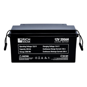 Rich Solar-12V 200Ah LiFePO4 Lithium Iron Phosphate Battery