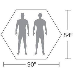 Photo of 2 people that will fit in the Catoma Falcon Groundsheet tent in a white background with 84 inches height and 90 inches length.