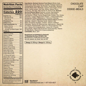 Nutrient Survival - Chocolate Chip Cookie - Pack of Three Meals