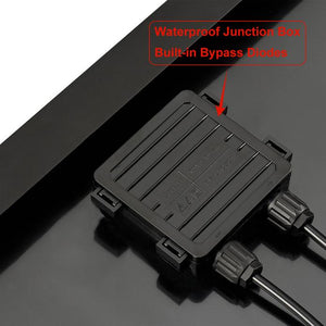 Photo of Rich Solar - 100 Watt Mono Solar Panel Black with Waterproof Junction Box and Built-in Bypass Diodes.