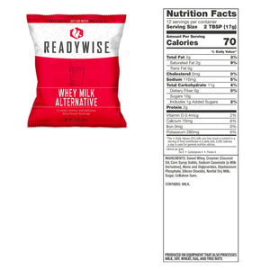 ReadyWise Emergency Food Supply - 120 Servings Emergency Whey Milk Alternative