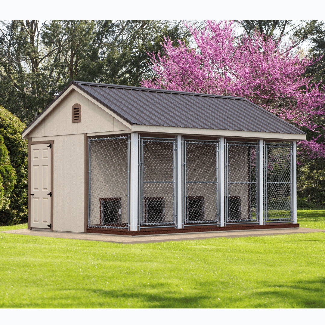 Front Picture of 12  x 16 Commercial Dog Kennel