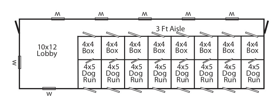 Picture of 12 x 42 Commercial Dog Kennel Floor plan