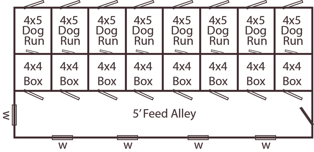 Picture of 14x32 commercial dog kennel floor plan