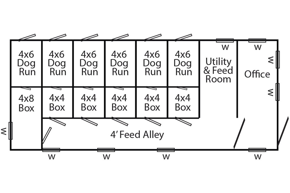 Picture of 14x34 commercial dog kennel floor plan